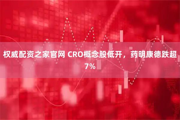 权威配资之家官网 CRO概念股低开，药明康德跌超7%